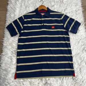EMIRATES Stripped Polo Shirt Blue Navy Size M